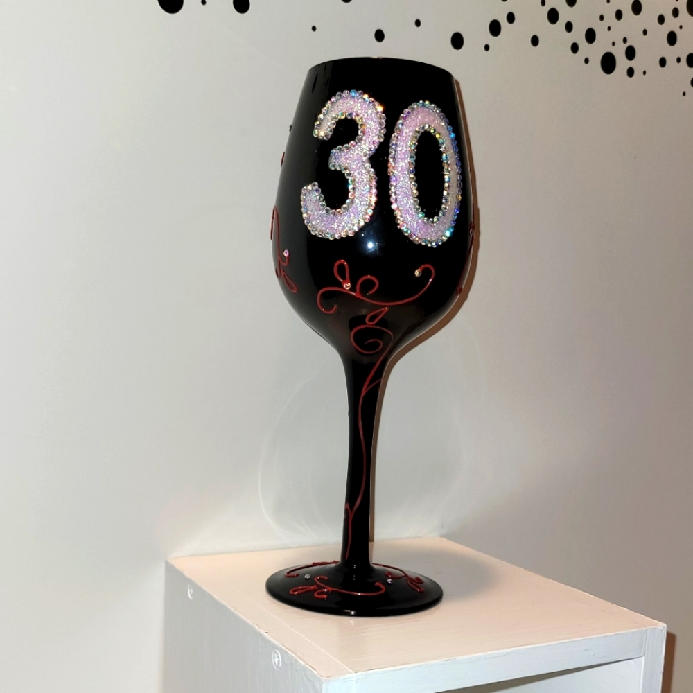 BOTTOMS UP "30" CELEBRATION WINE GLASS